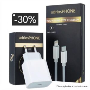 Pack Carga - Cargador carga rápida iPhone + cable Tipo C/Lightning
